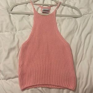 Light pink woven tank top crop top